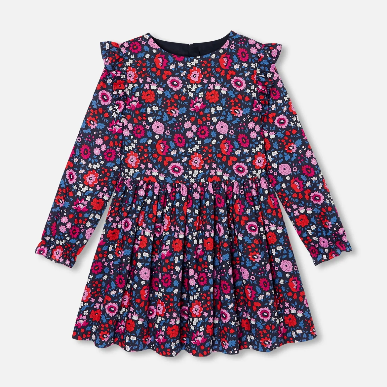 Jacadi Kleider & Röcke>Mädchenkleid aus Liberty-Stoff MARINEBLAU/MEHRFARBIG