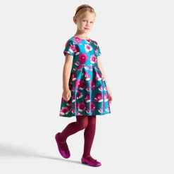Jacadi Kleider & Röcke>Mädchenkleid aus Satin BLAU/MEHRFARBIG