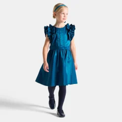 Jacadi Kleider & Röcke>Mädchenkleid aus Taft TÜRKISBLAU