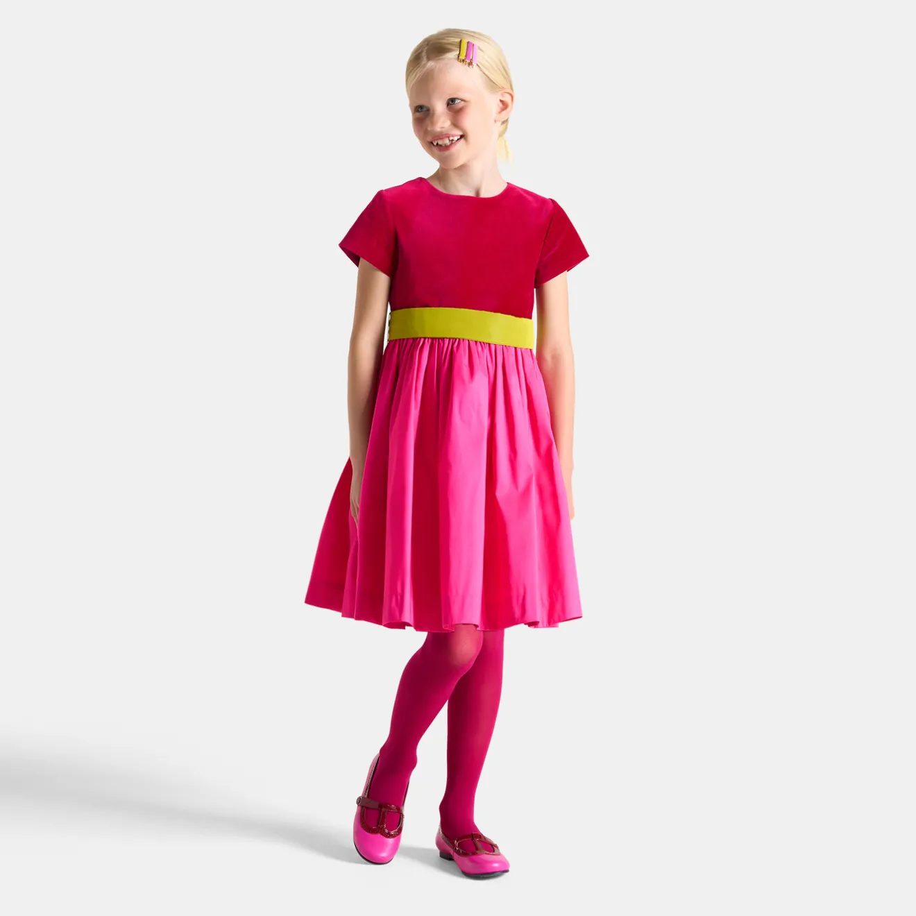 Jacadi Kleider & Röcke>Mädchenkleid im Colorblock-Design ROSA/MEHRFARBIG
