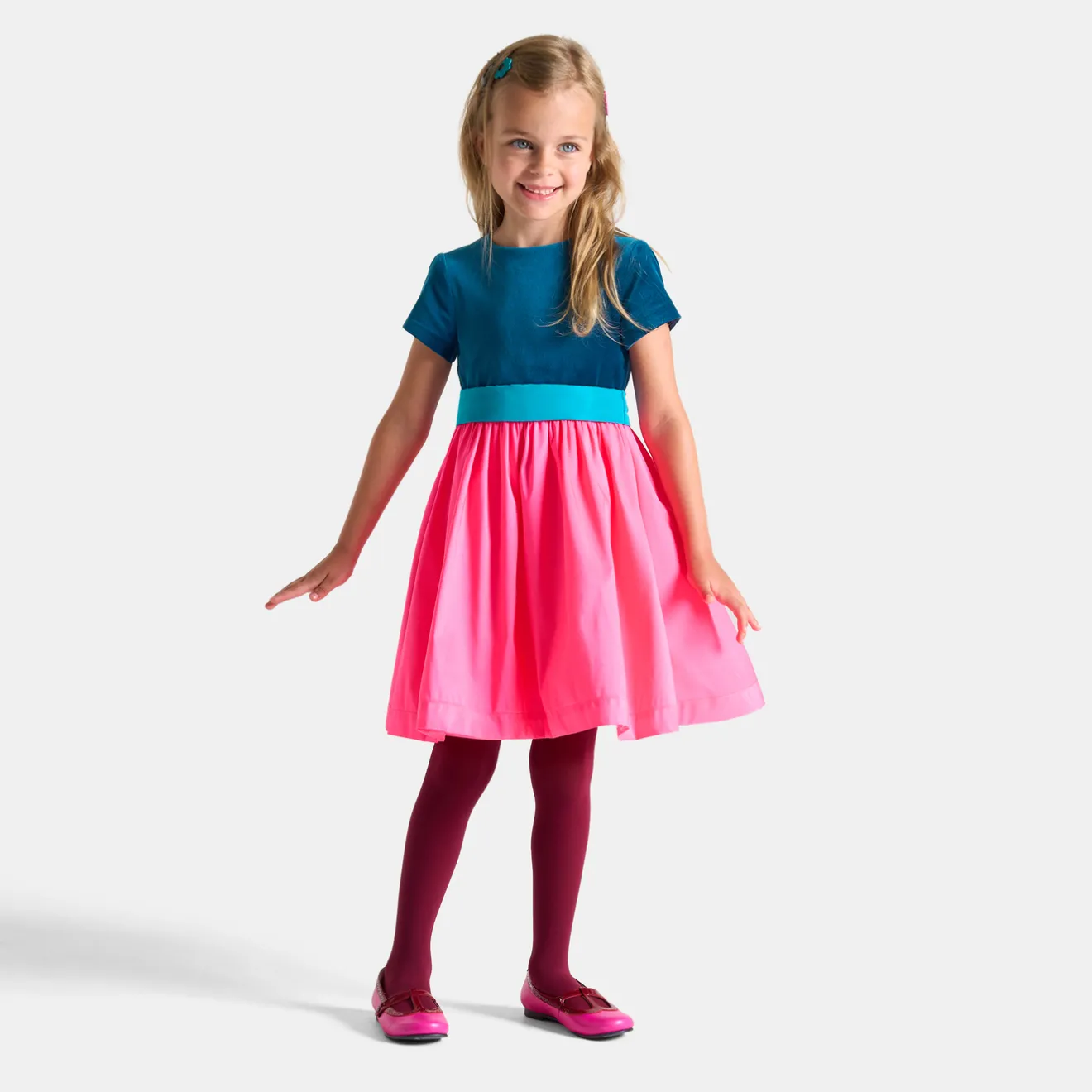 Jacadi Kleider & Röcke>Mädchenkleid im Colorblock-Design ROSA/BLAU