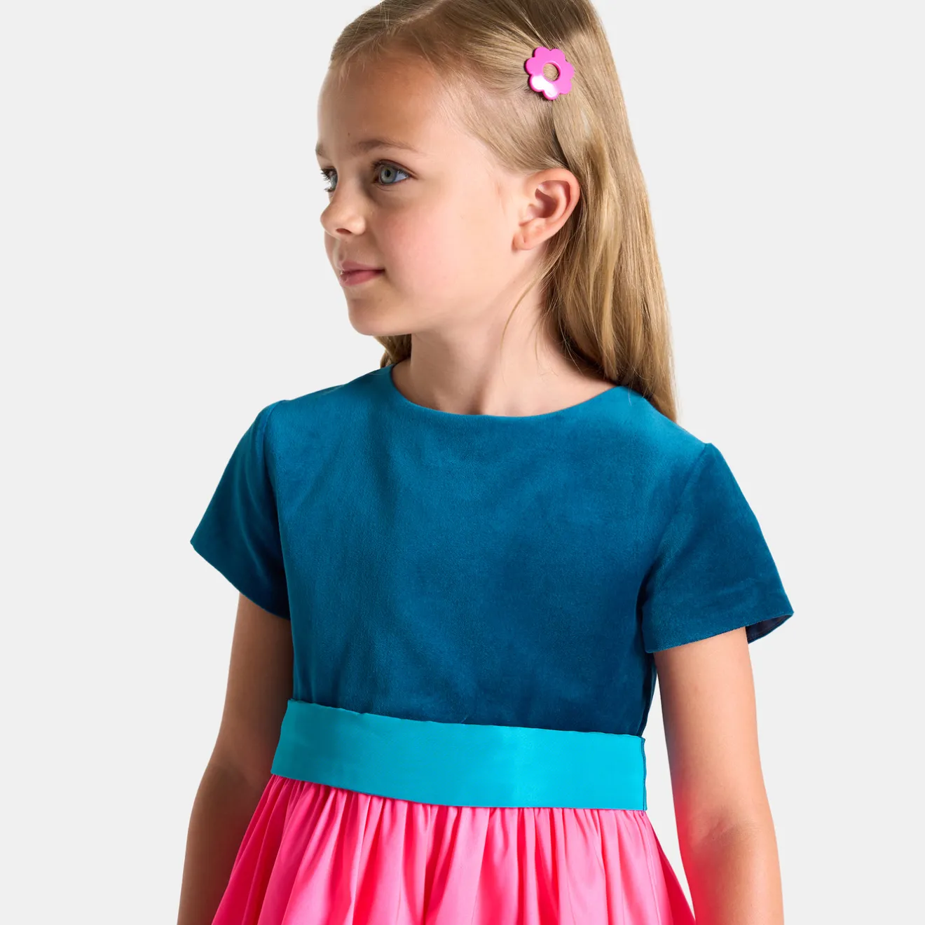 Jacadi Kleider & Röcke>Mädchenkleid im Colorblock-Design ROSA/BLAU