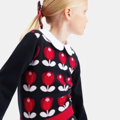 Jacadi Pullover, Sweatshirts, Strickjacken>Mädchenpullover mit Tulpenmotiv MARINEBLAU JACADI