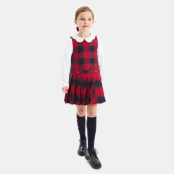 Jacadi Kleider & Röcke>Mädchen-Trägerkleid aus Flanell MARINEBLAU/ROT