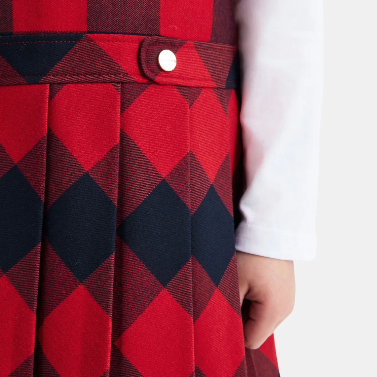 Jacadi Kleider & Röcke>Mädchen-Trägerkleid aus Flanell MARINEBLAU/ROT