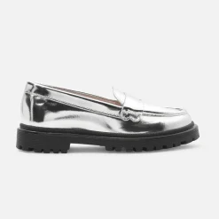 Jacadi Halbschuhe>Mokassins aus Glanzleder für Mädchen SILBER