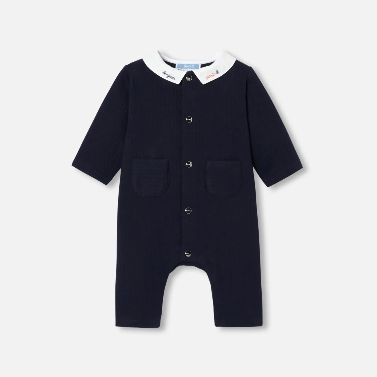 Jacadi Spieler, Latzhosen, Ensembles>Overall aus gestepptem Jersey für Baby Jungen MARINEBLAU HELL