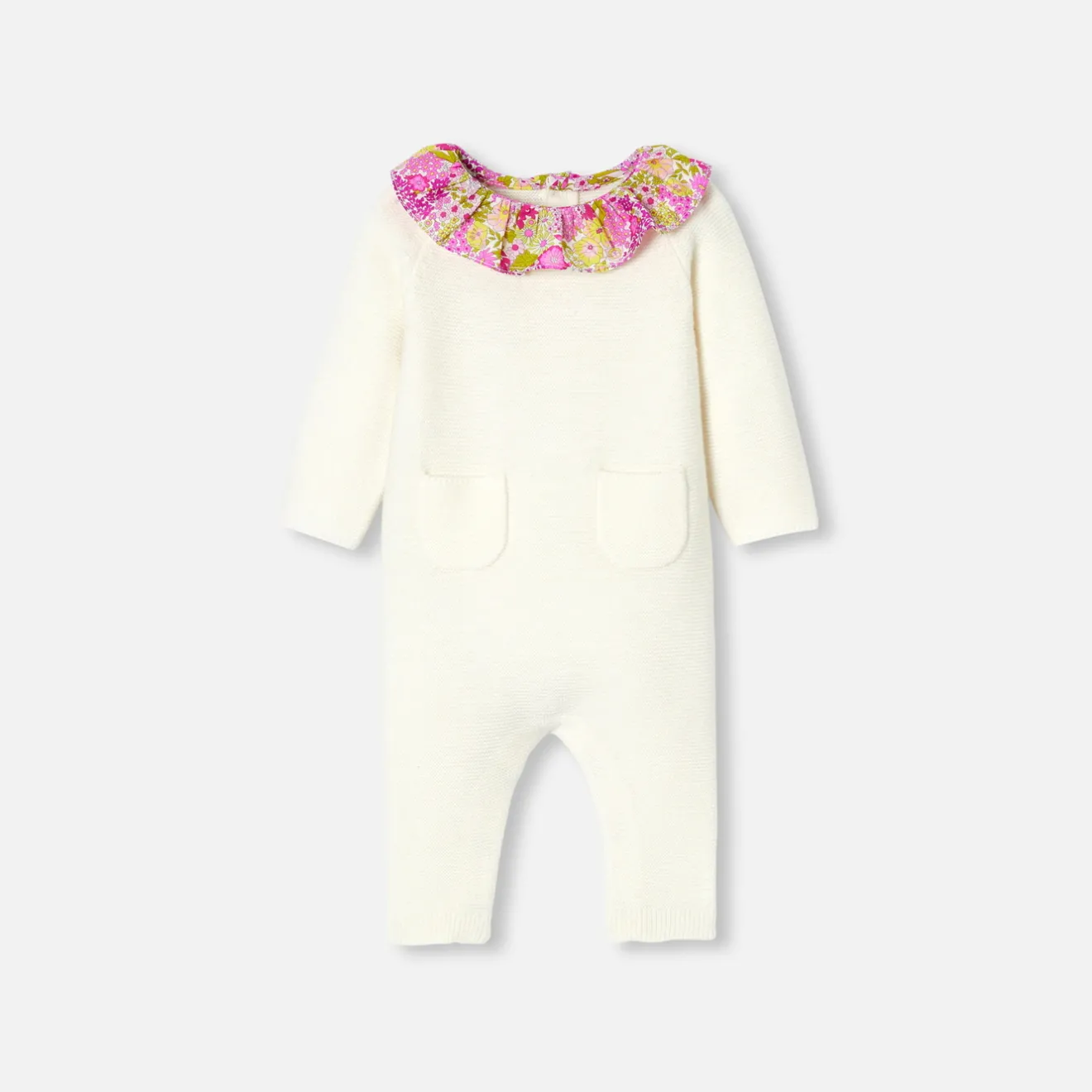 Jacadi Spieler, Latzhosen, Ensembles>Overall aus Krausstrick für Baby Mädchen WEICHES JACADI WEISS