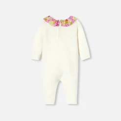 Jacadi Spieler, Latzhosen, Ensembles>Overall aus Krausstrick für Baby Mädchen WEICHES JACADI WEISS