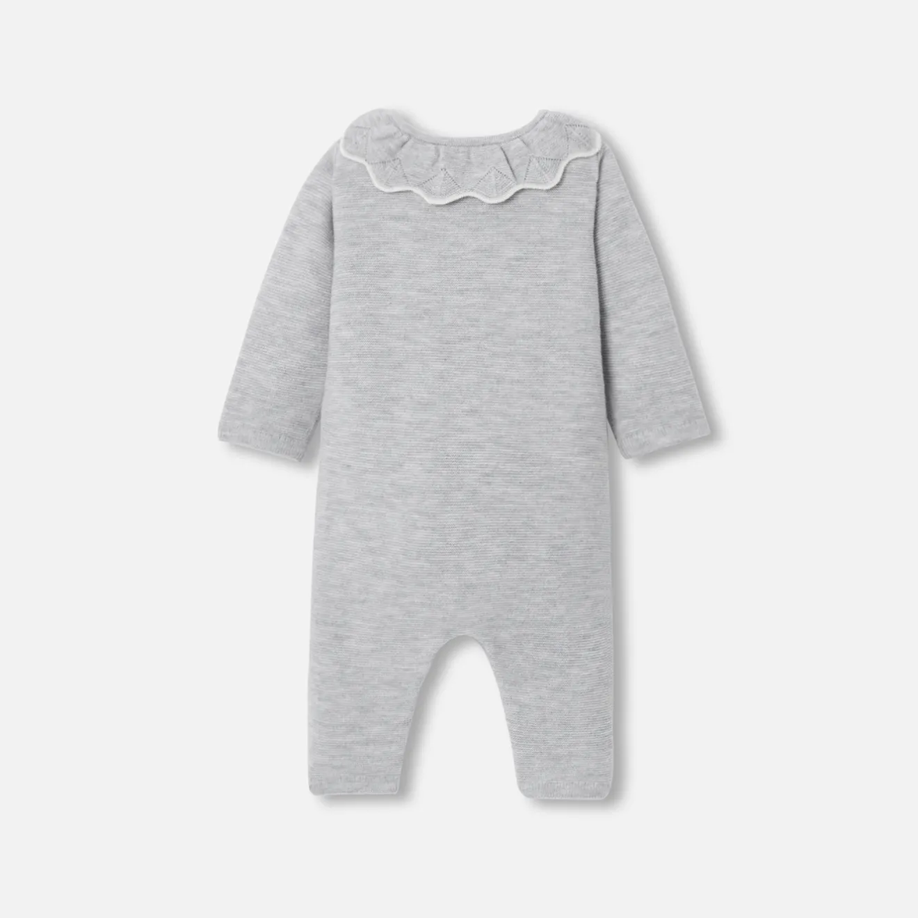 Jacadi Spieler, Latzhosen, Ensembles>Overall aus Krausstrick für Baby Mädchen GRAU MELIERT HELL JACADI