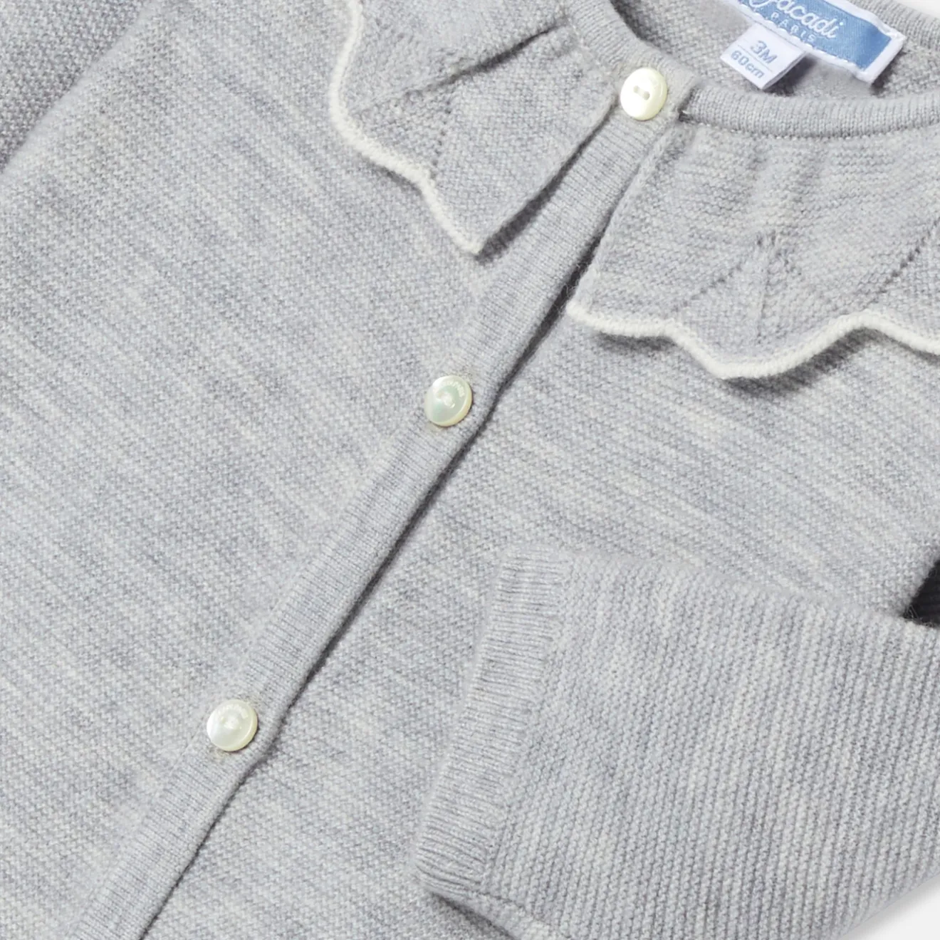 Jacadi Spieler, Latzhosen, Ensembles>Overall aus Krausstrick für Baby Mädchen GRAU MELIERT HELL JACADI