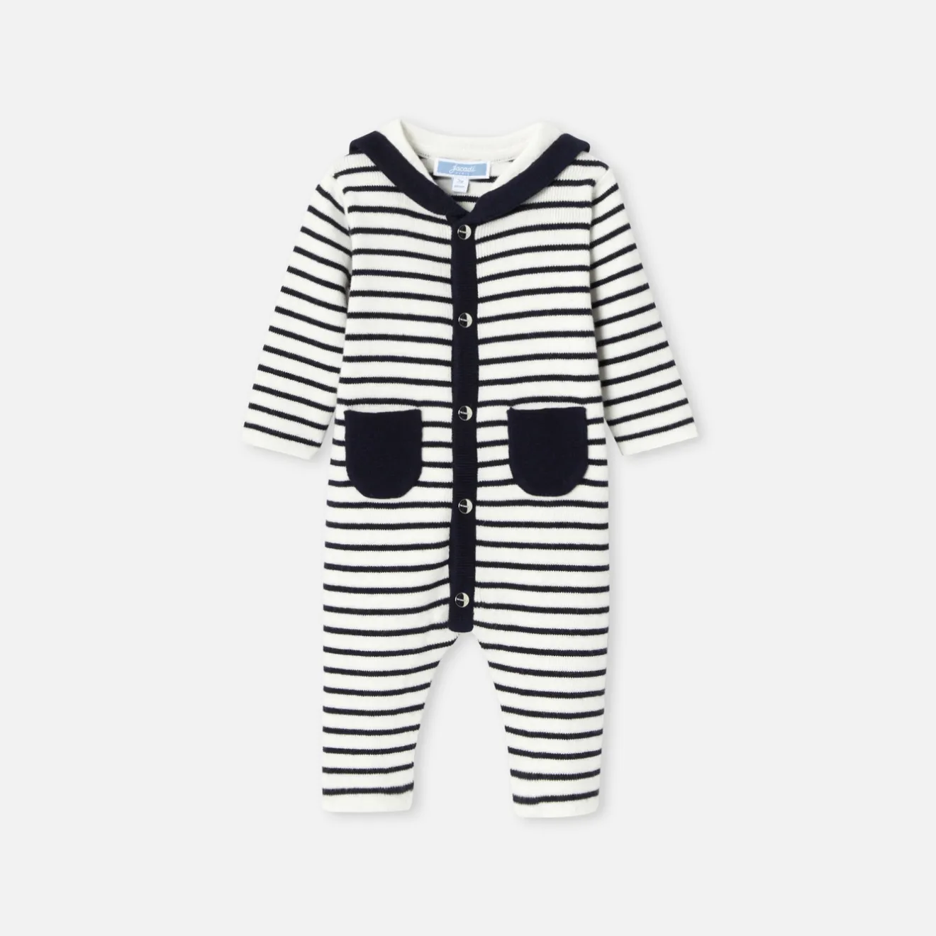 Jacadi Spieler, Latzhosen, Ensembles>Overall aus Strick für Baby Jungen MARINEBLAU/WEISS