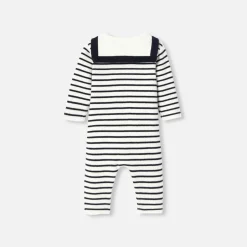 Jacadi Spieler, Latzhosen, Ensembles>Overall aus Strick für Baby Jungen MARINEBLAU/WEISS