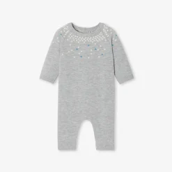 Jacadi Spieler, Latzhosen, Ensembles>Overall aus Strick für Baby Jungen GRAU MELIERT HELL JACADI