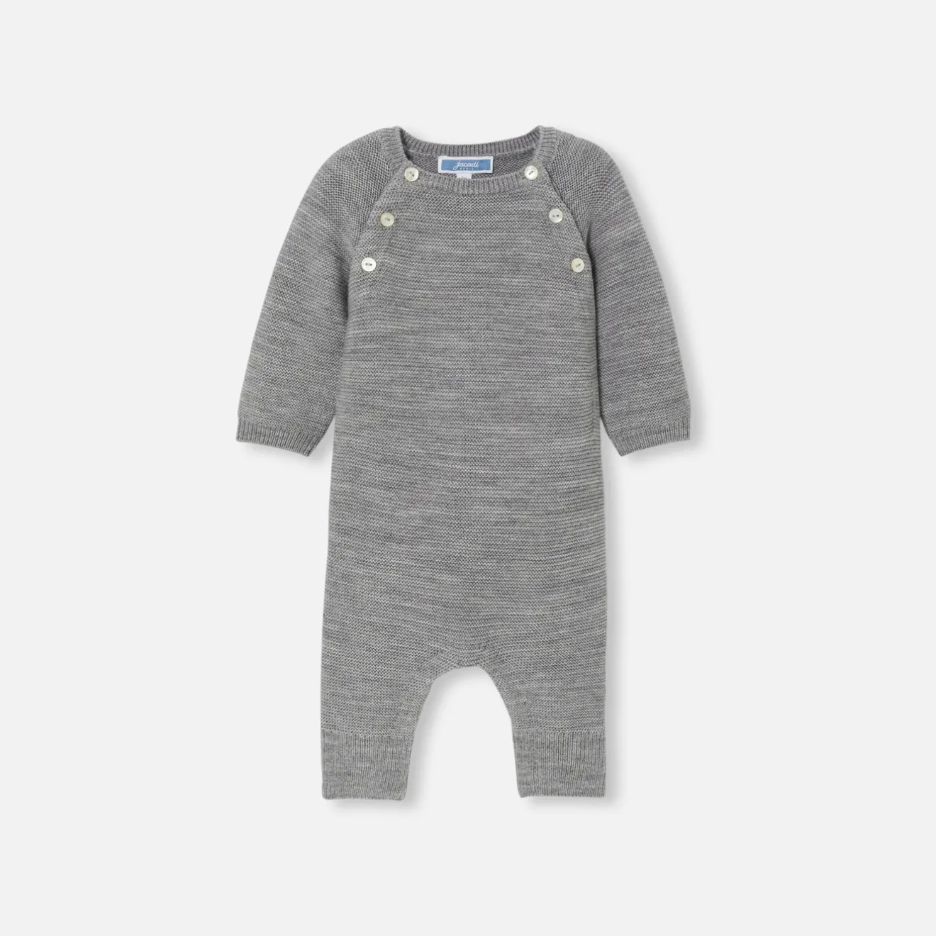 Jacadi Spieler, Latzhosen, Ensembles>Overall für Babys aus Merinowolle GRAU MELIERT HELL JACADI