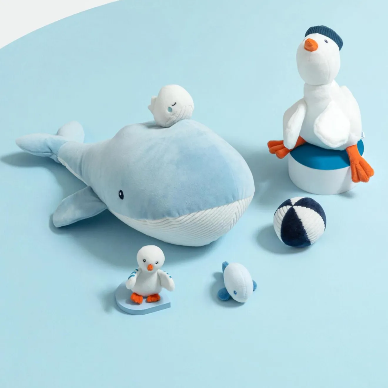Jacadi Babyspielzeug, Plüschtiere & Schnuffeltücher|Kuscheltiere & Schnuffeltücher>Plüschwalfisch zur Förderung der Aktivität WEISS/BLAU