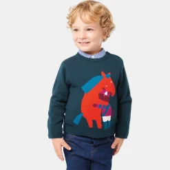 Jacadi Pullover, Sweatshirts, Strickjacken>Pullover für Jungen mit Pferde-Intarsie PETROLEUM