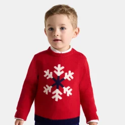 Jacadi Pullover, Sweatshirts, Strickjacken>Pullover mit Flocken-Intarsie Kleinkind Junge STEIN ROT