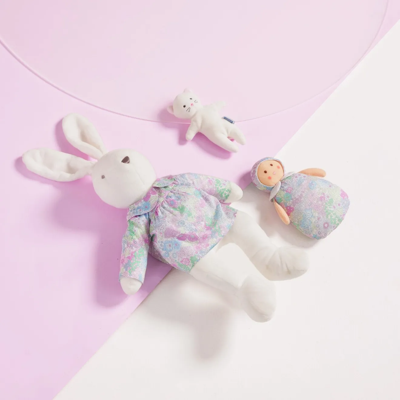Jacadi Babyspielzeug, Plüschtiere & Schnuffeltücher|Kuscheltiere & Schnuffeltücher>Puppe Josephine aus Liberty-Stoff WEISS/MEHRFARBIG