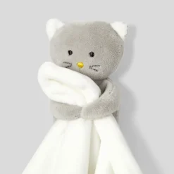 Jacadi Babyspielzeug, Plüschtiere & Schnuffeltücher>Schnuffeltuch Katze aus Bouclé-Samt WEISS/MEHRFARBIG