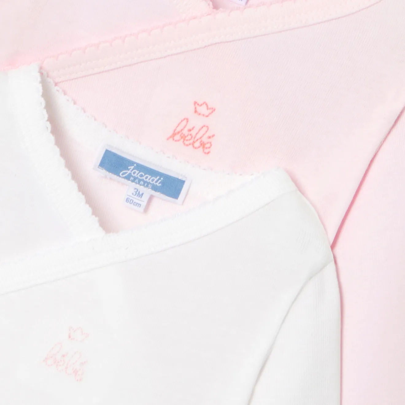 Jacadi Bodies>Set aus 2 langärmeligen Bodys für Mädchen ROSA/WEISS