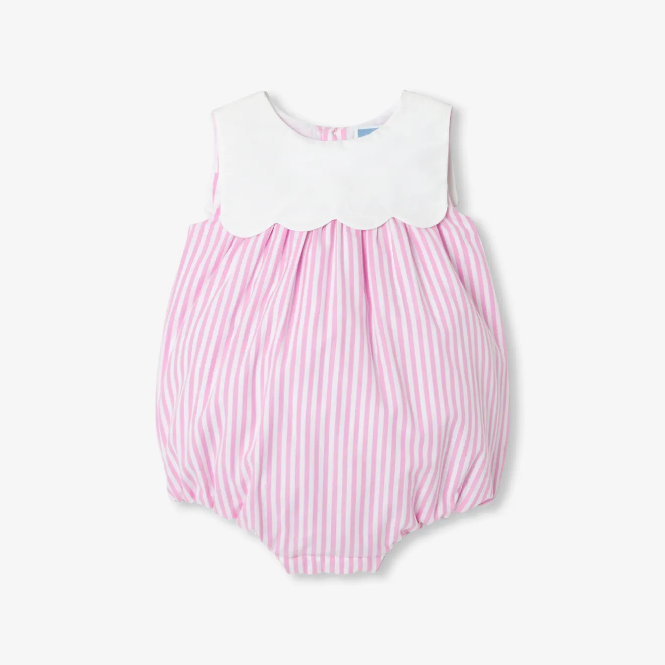 Jacadi Spieler, Latzhosen, Ensembles>Spielanzug aus gestreiftem Popeline für Mädchen WEISS/ROSA