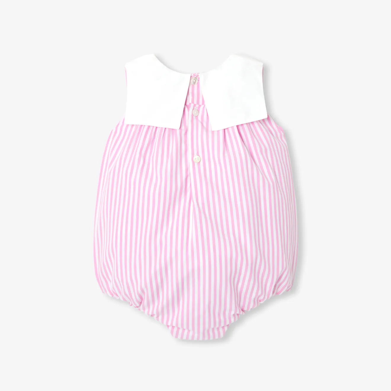 Jacadi Spieler, Latzhosen, Ensembles>Spielanzug aus gestreiftem Popeline für Mädchen WEISS/ROSA