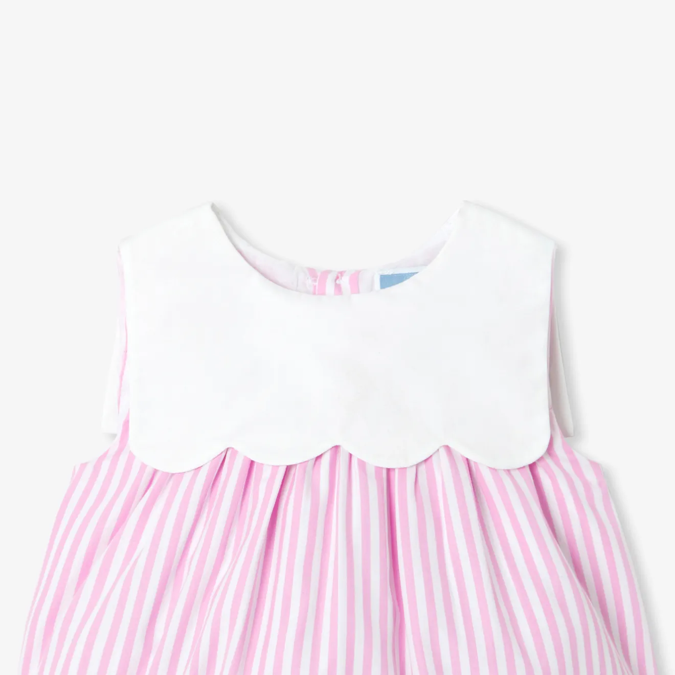 Jacadi Spieler, Latzhosen, Ensembles>Spielanzug aus gestreiftem Popeline für Mädchen WEISS/ROSA