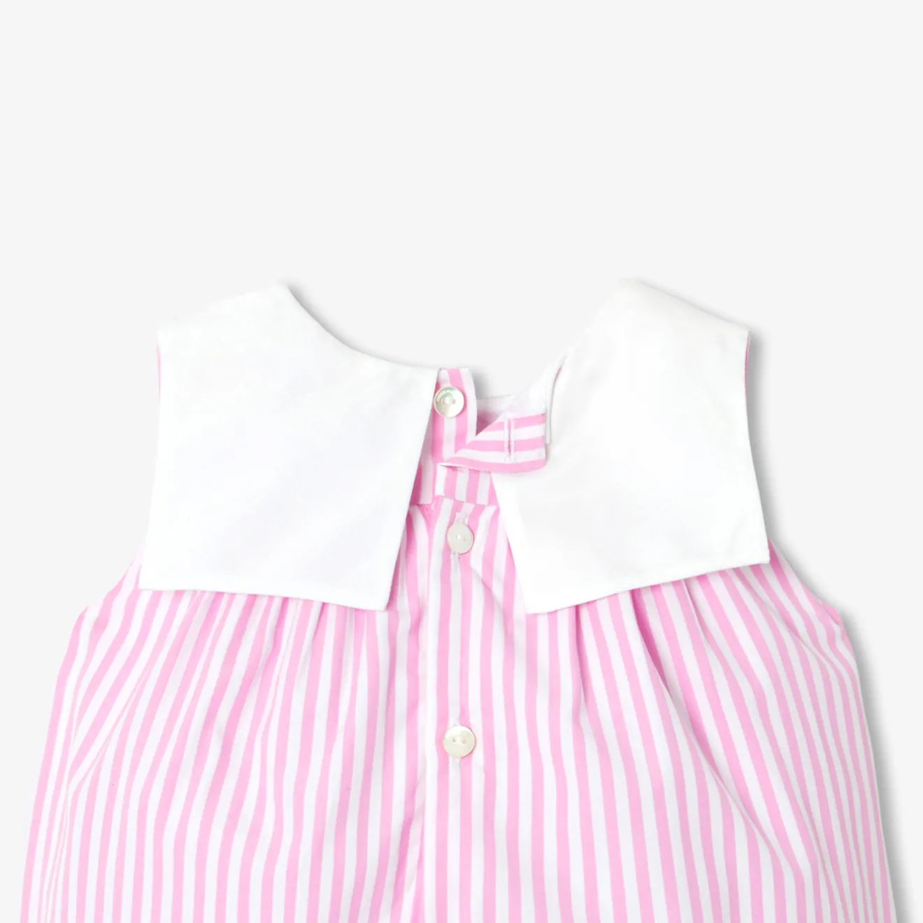 Jacadi Spieler, Latzhosen, Ensembles>Spielanzug aus gestreiftem Popeline für Mädchen WEISS/ROSA