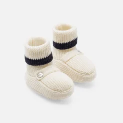 Jacadi Socken Und Stiefelchen|Socken>Stiefel für Babys aus Wolle WEISS/MARINEBLAU