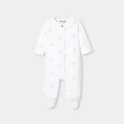 Jacadi Strampler|Strampler & Schlafanzüge>Strampler aus Samt für Baby Mädchen mit Kaninchenmotiv WEISS/ROSA