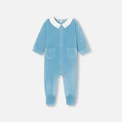 Jacadi Strampler|Strampler & Schlafanzüge>Strampler aus Samt für Baby Jungen WASSERBLAU