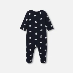 Jacadi Strampler|Strampler>Strampler für Babys aus Molton MARINEBLAU/ECRU