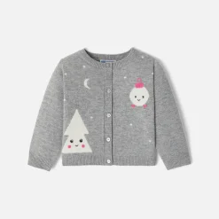 Jacadi Pullover, Sweatshirts, Strickjacken>Strickjacke für Mädchen GRAU/WEISS