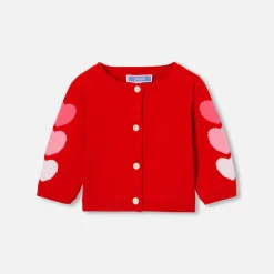Jacadi Pullover & Cardigans>Strickjacke mit kleinen Herzen für Baby Mädchen ROT/MEHRFARBIG