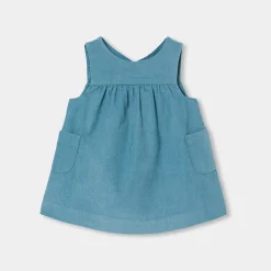Jacadi Kleider>Trägerkleid für Baby Mädchen aus Samt OSTSEEBLAU