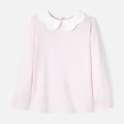 Jacadi T-Shirts, Polos, Langarmshirts>T-Shirt mit festoniertem Kragen für Mädchen ROSA PUDER JACADI
