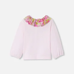 Jacadi T-Shirts, Polos, Langarmshirts>T-Shirt mit Kragen aus Liberty-Stoff Kleinkind Mädchen ROSA PUDER JACADI