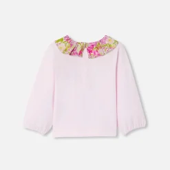 Jacadi T-Shirts, Polos, Langarmshirts>T-Shirt mit Kragen aus Liberty-Stoff Kleinkind Mädchen ROSA PUDER JACADI