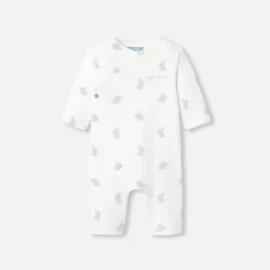 Jacadi Spieler, Latzhosen, Ensembles>Wattierter Overall für Babys aus Jersey WEISS/GRAU