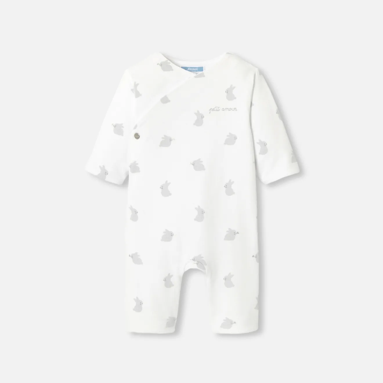 Jacadi Spieler, Latzhosen, Ensembles>Wattierter Overall für Babys aus Jersey WEISS/GRAU