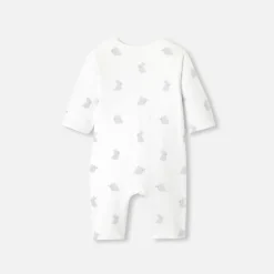 Jacadi Spieler, Latzhosen, Ensembles>Wattierter Overall für Babys aus Jersey WEISS/GRAU