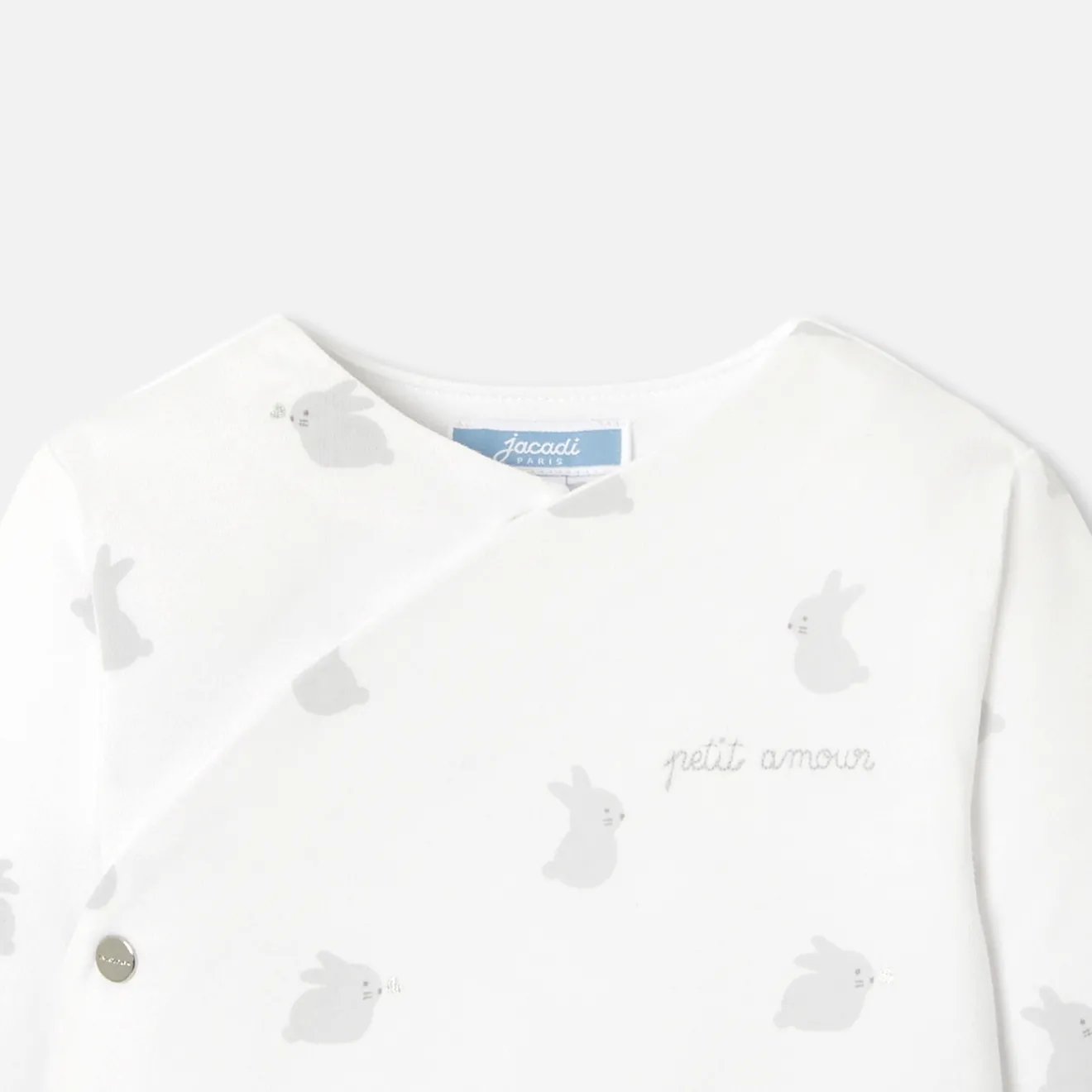 Jacadi Spieler, Latzhosen, Ensembles>Wattierter Overall für Babys aus Jersey WEISS/GRAU