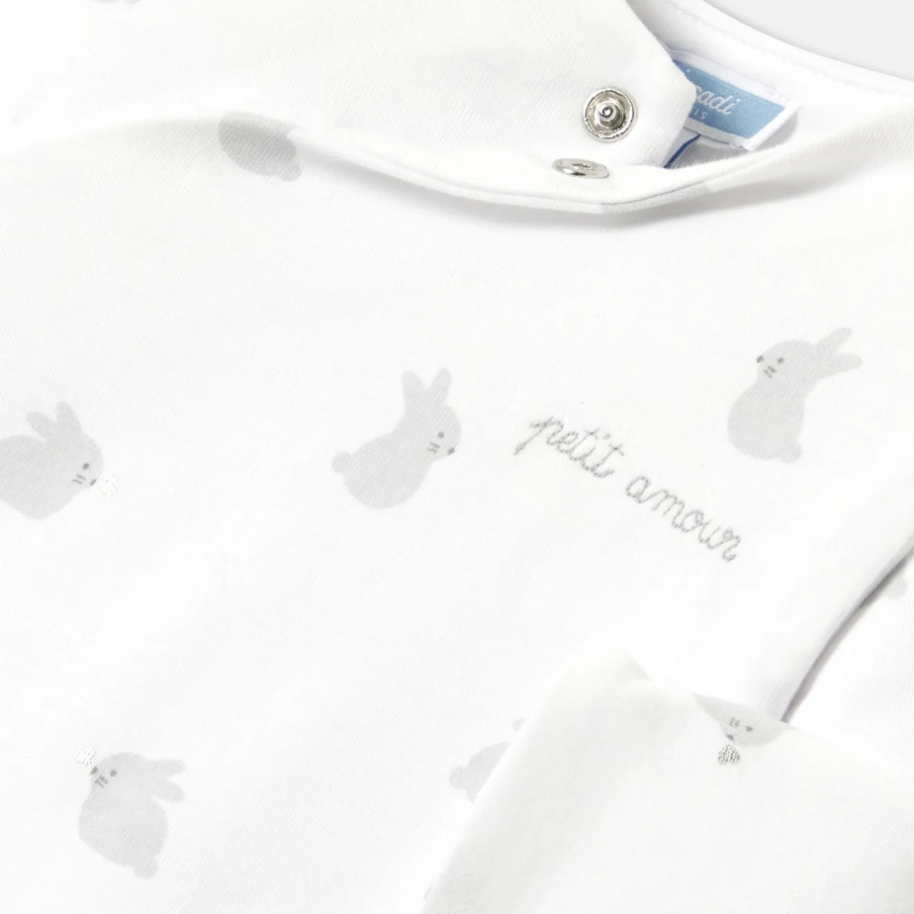 Jacadi Spieler, Latzhosen, Ensembles>Wattierter Overall für Babys aus Jersey WEISS/GRAU